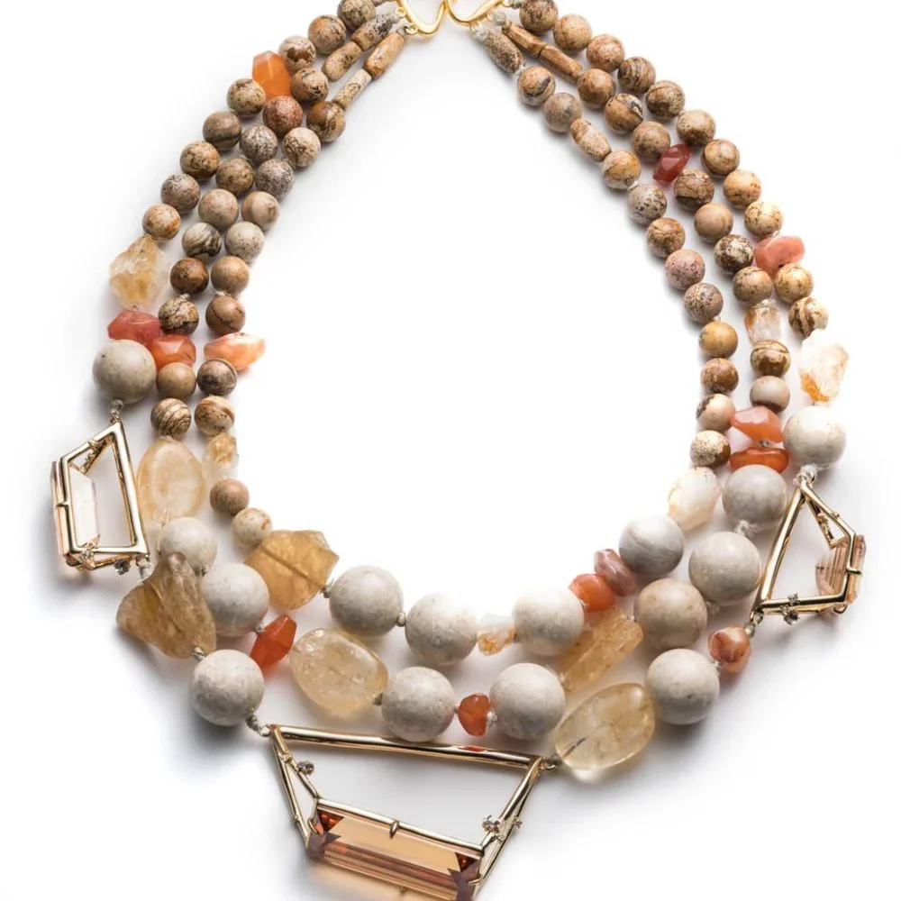 Triple Strand Statement Necklace - Picture 1 of 5